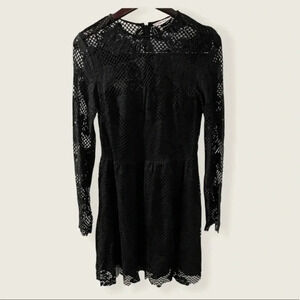 & Other Stories Long Sleeve Lace Detail Black Fit Flare Dress US 8 Black